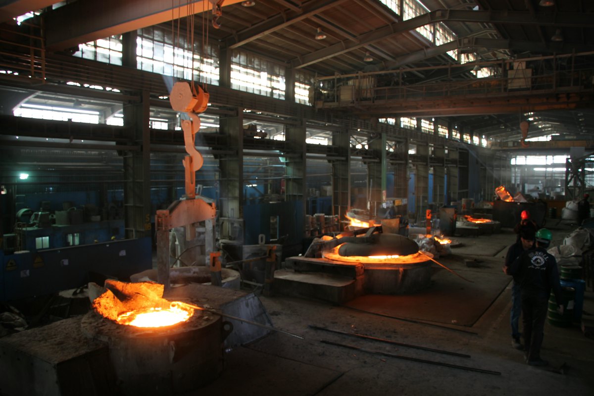 Steel being produced on a mill floor
